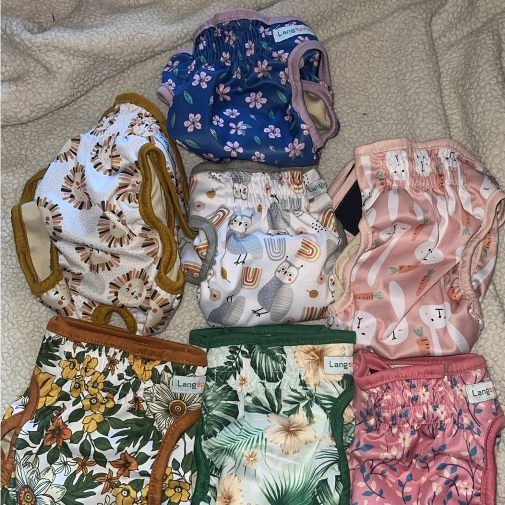 Reusable dog diapers.